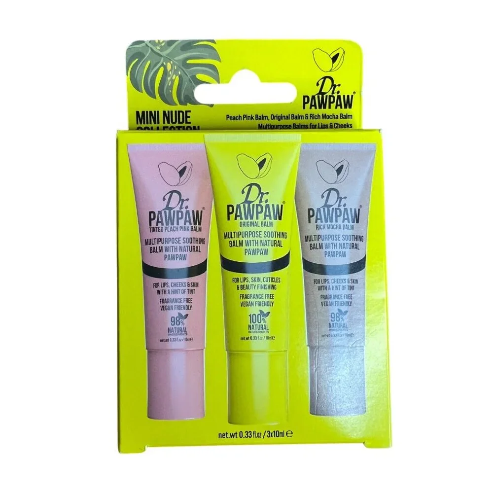 Dr. PAWPAW Mini Nude Collection Multipurpose Balm Lips Cheeks 3 Pack NEW‎